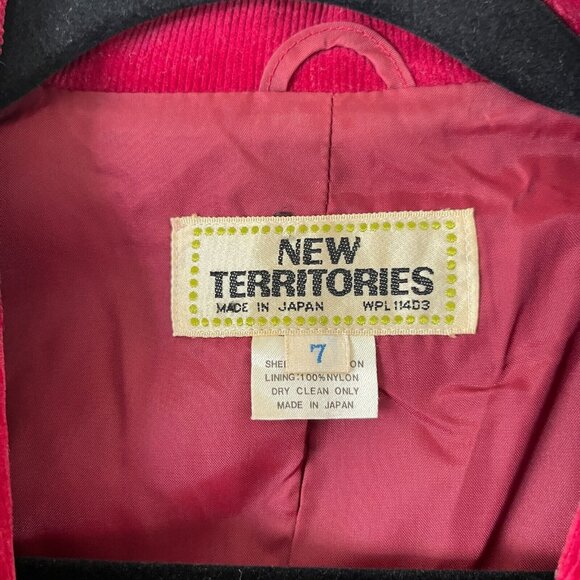 New Territories Womens Size 7 Red Two-Button Corduroy Blazer  Made in Japan - Picture 4 of 9